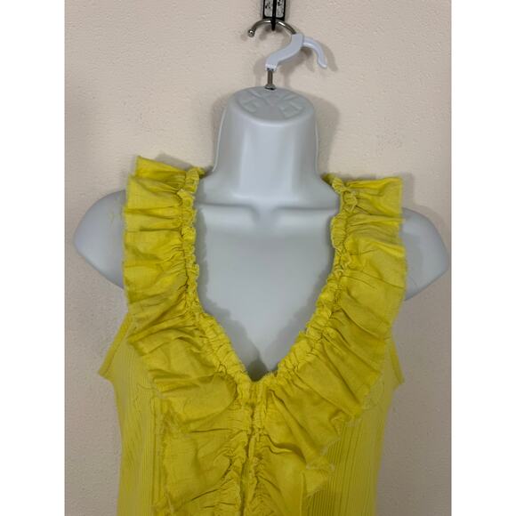 Pilcro Yellow Ruffle V-Neck Sleeveless Top Size M - Picture 4 of 6